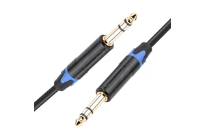 1M 6.35mm Mono Jack 1/4" Stereo to Stereo Braid Shielded Electric Guitar Cable for Guitar Amps Speakers & Microphones
