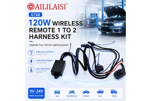 120W Wireless Remote Control 1to 2 Wiring Harness Kit High Power Heat Resistant Wide Voltage for Car Motorcycle Pickup SUV Truck