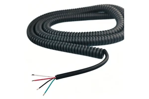 Custom Power Spring Electric Cable 4 Cores 0.3 Mm2 Pu Coiled Spiral Cable Wire Harness Assembly Manufacturer