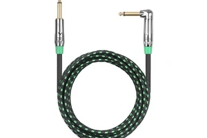 Guitar Cable 10 ft Nylon Braided 24AWG 99.99% OFC 1/4 Instrument Cable, Dobule Shielded Low Noise Amp Cord for Electric Guitar