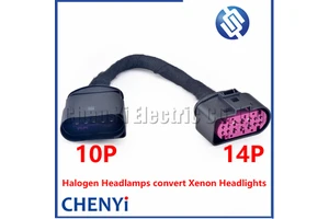 1Pcs 10P to 14P Conversion harness plug 1J0973737 1J0973835 For VW Audi Halogen Headlamps convert Xenon Headlights adapter cable