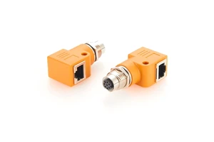 Right Angle IP67 Waterproof Industrial Ethernet M12 a Coding to RJ45 Adapter