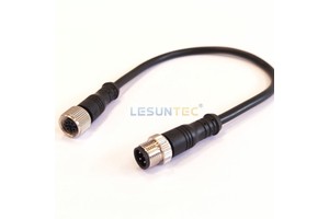 M12 a Coded 5 Pin Male to Female Actuator Sensor Electrical Shielded Cable Wire Harness for Industrial Control Automation Device