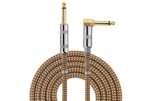 Wireless Audio Video Guitar Cable Male-Male Gold-Plated Plug 6.35 mm Flower-Shaped Braided Nylon/PVC Foil Shielded Silent