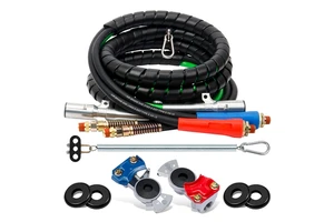 3 In 1 Spiral Wrap ABS Electrical Cord and Rubber Air Line Polyester Braided Hose Assemblies 7 Way Electrical Trailer Cord
