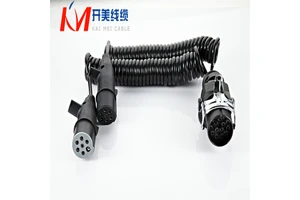 Spiral 24V ABS Flat Cable 15-core to 7-core EBS Cable Assembly with Copper Conductor PVC/TPE Insulation