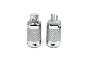 Electrical Jack XSSH Hi-end US Version Carbon Fiber Rhodium Plated DIY HIFI 3Pin Industrial Power Plug IEC Connector 15A Fuse