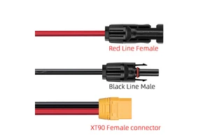 10AWG 6mm2 PVC Insulated Solar PV Panel Connector Extension Cable MCFour to XT90 Wire for Energy Storage Portable Power Stations