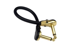 1/4 Inch Golden Right Angle Mono TS Jack Instrument Cord Guitar Patch Cable