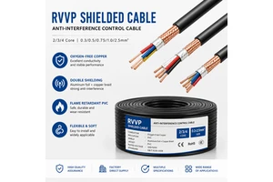 Factory RVVP Shielded Control Cable Anti-Interference Copper Conductor Signal Wire 2 3 4 Core 0.3 0.5 0.75 1.0 2.5mm2