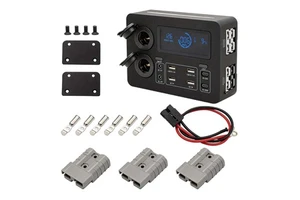Updated 12V Mini USB Power Distribution Box with 100W Fast Charging 100% Rocker Switches Power Control Box