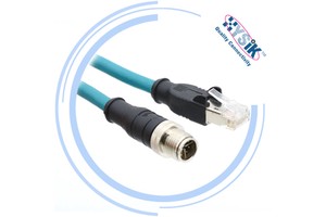 M12 X-Coded to RJ45 Ethernet Cable IP67 Industrial LAN Cable CAT6A 10Gbps Patch Cord for PLC Systems