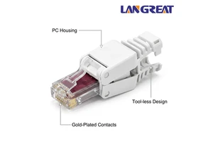Cat6 UTP Tool Free RJ45 Field Termination Plug No Crimp 1Gbps 250MHz Snap Open Body CE RoHS ISO9001 OEM ODM