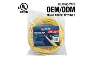 LINSHENG CUL Listed NMD90 12/2 Electrical Wire 300V Yellow Building Cable 10m 32FT Copper Electrical Cable Wire For Canada