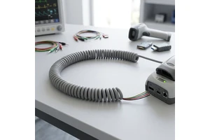 Ergonomic TPU Spiral Control Cable 4 Core Coiled Signal Wire for Handheld Medical Device Barcode Scanner POS Terminal