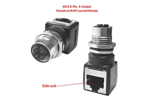 M12 4-Pin D-Coded / 8-Pin A-Coded / X-Coded to RJ45 Ethernet Connector Adapter, Male & Female M12 Socket