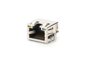 RJ45 Connector High Temperature Gold-plated 8P8C LED Light Copper Contact Nylon Bullet Network Signal Transmission Female Socket