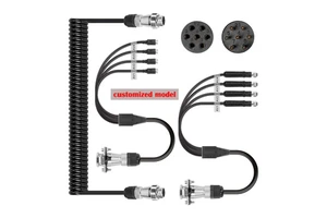 Epark 7pin Trailer Spiral Cable 4P Aviation Backup Camera Caranvan Trailer Suzi Connector Cables Extend Trailer Cable for Camera