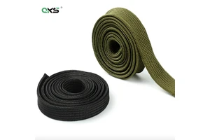 Millet Military Green Nylon Polyester Woven Mesh Tube Wear Resistant Encrypt Mechanical Wire Harness Flame Retardant Road