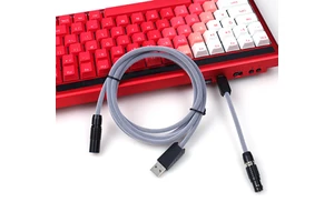 USB to Type-C Coiled Spiral Double Sleeved Cable for Gaming Mechanical Keyboard