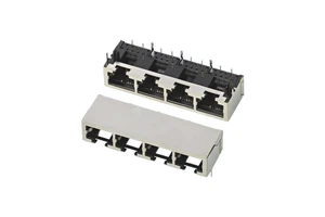 GLGNET High Quality Industrial 10/100 Base-t Ethernet Magnetic Vertical Top Entry Female RJ45 Jack Connector Gold-Plated EMI