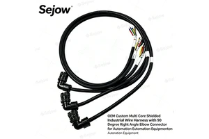 OEM Custom Multi Core Shielded Industrial Wire Harness with 90 Degree Right Angle Elbow Connector for Automation Equipment