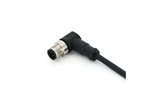 KRONZ 10 M Pre-Assembled Connector Angled PVC Black Shielded Assembly M12 4 Pin Male Circular Connectors