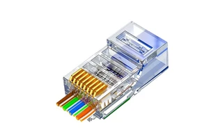 ZoeRax RJ45 CAT6 Pass Through Connectors - 15u Gold Plated 8P8C Modular Ethernet Network Cable Plug End for Cat6 Cat5e