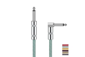 Factory ODM Premium Nylon Braided Electric Mono TS Guitar Cable Right Angle 6.35MM Male to 1/4In Jack Audio Instrument Cables