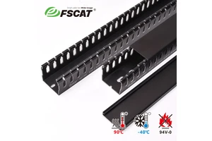FSCAT Gray PVC Wiring Duct 2m UL-94V0 Flame Retardant Slotted Cable Trunking Factory Price Custom Size Free Sample