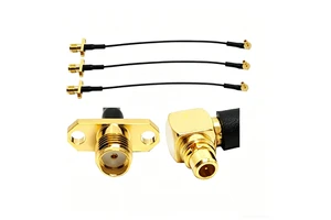 MMCX Male Right Angle 90 to SMA Female Jack 2-Hole Flange Panel Mount 1.13mm /1.37mm RG1.13 RF Coaxial Extension Pigtail Cable