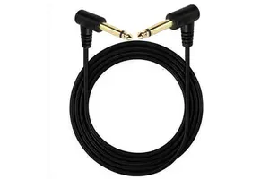 Hot 6.35mm 90 Degree Right Angled Male Male Guitar Instrument TS Mono Cable for Telephone