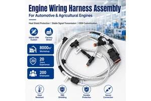 Custom Engine Wiring Harness Automotive Agricultural Machinery Thermal Reflective Cable Assembly IP67 Rated PTFE PVC Copper Core