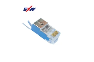 Professional EXW High Quality Rj 45 Cat6a Stp Shielded Cat7 Gold Plated Rj45 8p8c Plug Rj45 Cat6a Connector