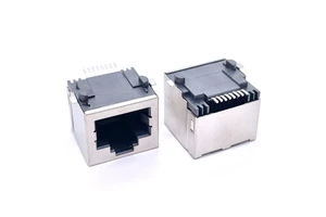 LED Network RG45 Female RJ45 Ethernet Connector 8p8c PA46 Polyester Housing Yellow/Green LED Vertical for PCB Applications