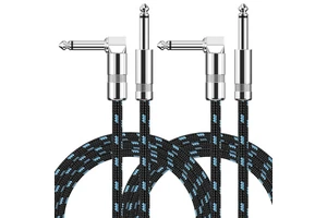 Factory OEM High Quality 6.35 MM to 1/4 in TS Male Guitar Cable Sliver Plated Plug With Multiple Color Woven Mesh Cable Guitar