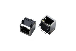 Shielded 8P8C Vertical RJ45 Female Connector DIP Through Hole PCB Mount Ethernet Jack with Yellow Green LED Indicator
