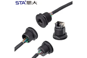 EP Industrial Control Chassis CAT6 Network Port Female RJ45 Aviation Plug Waterproof Network Cable Adapter Panel Extension Cable