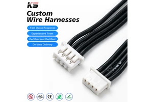 Custom MX 1.25mm Terminal Connectors LVDS Cable Black PVC Wire Harness Aluminum Conductor 100mm Length 240V