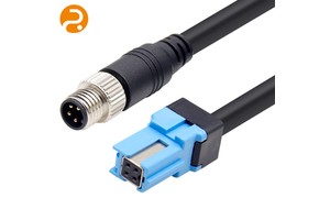 M12 4 Pin Male Industrial RJ45 Female Nylon Waterproof Network Wiring Harness 1m Length For Automation Sensor Machine Vision