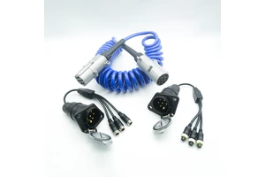Dual-Shielded 7-Pin Coil Cable - Blue TPU Trailer Wiring Harness 3-Channel Camera Display Connectivity