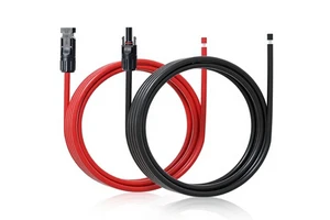 ECO-WORTHY 10FT 10AWG Tinned Copper PVC Solar Extension Cable 30A/1000V DC IP67 PV Connecting Waterproof (Red+Black) Panels