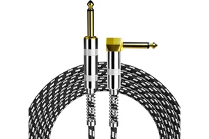 Factory OEM Professional Braided Guitar Cable Instrument TS to Right-Angled 1/4 Inch Cable High Quality for Electric Guitar