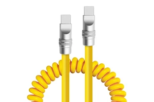 New Spring Coiled Spiral Curly Soft Liquid Silicone Aluminum Type C PD60W100W USB-C to USB-C Data Charging Cable for IPphone