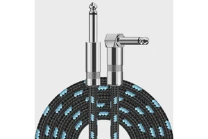 1.5M Electric Guitar Cable Braided 1/4 Foot Jack 90 Degree TS 6.5mm Audio Mono Cable Bass Box Audio Cable