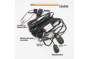 12V 24V Car LED Spotlight Wireless Remote Control Flashing Wire Set New Cigarette Lighter Switch Wiring Harness Strip Light