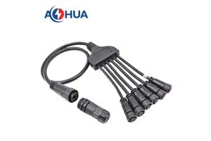 M12 Male Female Electrical Cable Connector 5A Customized Y Shape Waterproof Connector