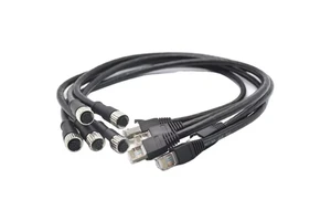 Waterproof Connector CAT5 Female M12 to RJ45 Cable Industrial Plugs M12 Connector 8 Pin