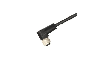 KRONZ M12 Female 4-Pin 90° Angled Connector 3m Pre-Assembled Unshielded Black PVC Cable IP67 Circular Industrial Assembly