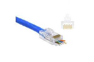 Pass Through Cat6A Male 8P8C Connector Modular Plug